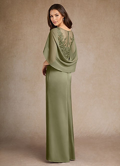 Azazie Hera Mother of the Bride Dresses Pistachio A-Line Lace Stretch Satin Dress image3