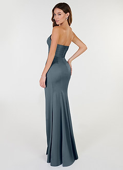 Azazie Yola Bridesmaid Dresses Twilight Sheath V-Neck Pleated Stretch Satin Convertible Dress image5