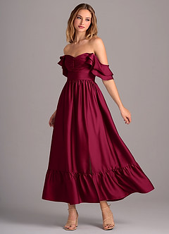 Azazie Anaya Brudtärnklänningar Klänning av A-Linje i Stretch Satin Sweetheart halsringning Bourgogne Konvertibel image3