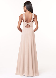 Azazie Brandie Bridesmaid Dresses Blushing Pink A-Line Pleated Stretch Chiffon Dress image2