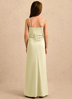 Azazie Shyla Girls Formal Flower Girl Dresses Lemon Sorbet Sheath Pleated Stretch Satin Dress image2
