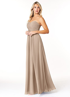 Azazie Yazmin Bridesmaid Dresses Taupe A-Line Sweetheart Neckline Chiffon Convertible Dress image3