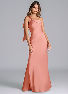 Azazie Driea Brudtärnklänningar Klä av Sjöjungfru i Stretch Satin Ena axeln Korall image7