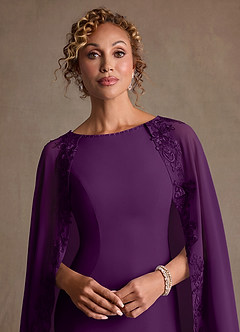 Azazie Artemisia Mère de la mariée Robes Robe Fourreau en Mousseline de soie Dentelle Grain De Raisin image7