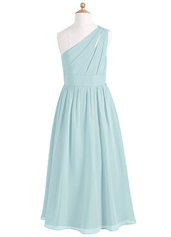 Azazie Molly Junior Sea Glass A-Line Pleated Chiffon Dress image7