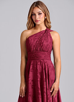 Azazie Charlize Brautjungfernkleider A-Linie One-Shoulder Blumen-Burnout Kleid Burgunderrot image6