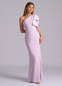 Azazie Yuanna 신부 들러리 드레스 인어 한쪽 어깨 쉬폰 바닥 길이 드레스 image3