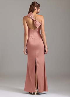 Azazie Arleth Brautjungfernkleider A-Linie One-Shoulder Stretch-Satin Kleid Rosettenrosa image5