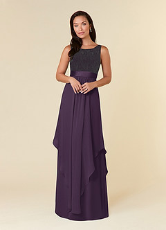 Azazie Xella Mère de la mariée Robes Robe Trapèze en Mousseline de soie Dentelle Prune image1