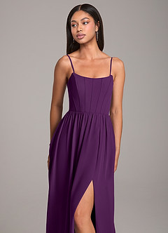 Azazie Kailee Brautjungfernkleider A-Linie mit Taschen Chiffon Kleid Traube image2