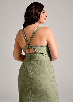 Azazie Mero Bridesmaid Dresses Pistachio Sheath Pleated Floral Burnout Dress image12