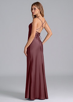 Azazie Seema Robes de demoiselle d'honneur Robe Sirène en Satin extensible Corset Sangria image6