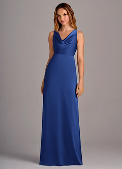 Azazie Wrenlee Bridesmaid Dresses Royal Blue A-Line Stretch Satin Dress image4