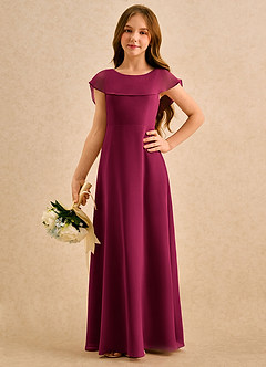 Azazie Kittie Girls Formal Flower Girl Dresses Burgundy A-Line Chiffon Dress image5