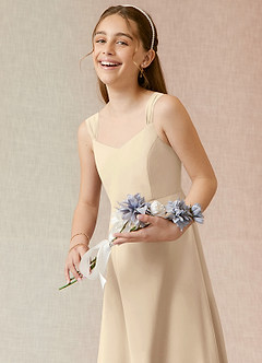 Azazie Denice Junior Champagne A-Line Chiffon Dress image6