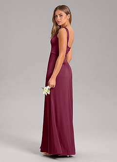 Azazie Frostine Brautjungfernkleider A-Linie Schleifen Stretch-Satin Kleid Maulbeerrot image7