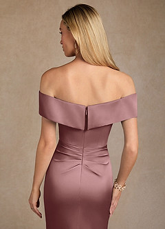 Azazie Laredo Mother of the Bride Dresses Vintage Mauve Mermaid Off the Shoulder Stretch Satin Dress image7