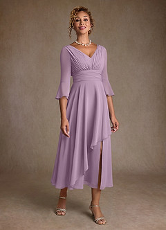 Azazie Aerynne Mother of the Bride Dresses Wisteria A-Line Pleated Chiffon Dress image1