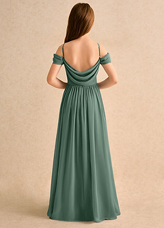 Azazie Shia Girls Formal Robe Demoiselle D'honneur Fillette Robe Trapèze en Mousseline de soie Épaule décolletée Eucalyptus image1