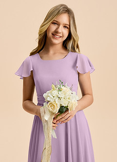 Azazie Cady Junior Wisteria A-Line Pleated Chiffon Dress image8