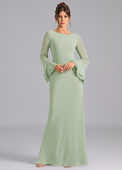 Azazie Leone Bridesmaid Dresses Dusty Sage Mermaid Corset Chiffon Dress image3