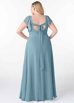 Azazie Syenna Bridesmaid Dresses Moody Blue A-Line Ruched Chiffon Dress image7