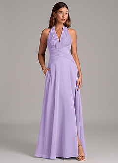 Azazie Elizabeth Brautjungfernkleider A-Linie Plissee Chiffon Kleid Flieder image3