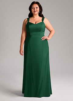 Azazie Denice Robes de demoiselle d'honneur Robe Fourreau en Satin extensible Plissée Vert Foncé image8