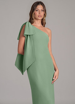 Azazie Capri Bridesmaid Dresses Matcha A-Line One Shoulder Chiffon Dress image7
