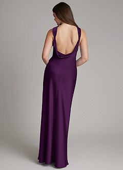 Azazie Dimitra 신부 들러리 드레스 A라인 주름진 스트레치 새틴 바닥 길이 드레스 image7