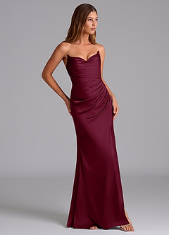 Azazie Claudelle Robes de demoiselle d'honneur Robe Sirène en Satin extensible Sans bretelles Mûre image4