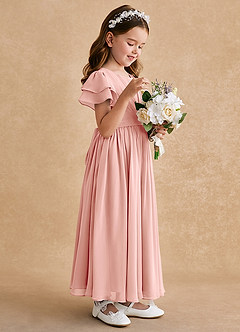 Azazie Ali Flower Girl Dresses Rosette A-Line Pleated Chiffon Dress image5