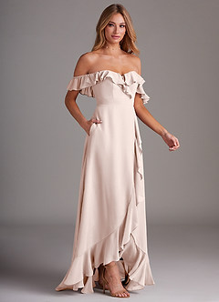 Azazie Lyra Robes de demoiselle d'honneur Robe Trapèze Convertible en Mousseline de soie Rose Pétale image6