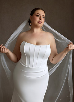 Azazie Cherity Wedding Dresses Diamond White Mermaid Strapless Crepe Back Satin Dress image11