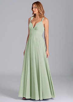 Azazie Darana Final Sale Dusty Sage A-Line Corset Chiffon Dress image4