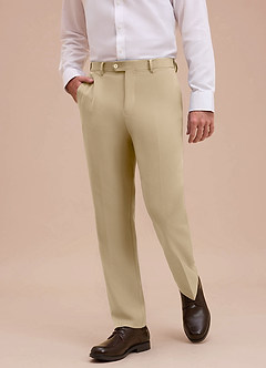 front Ethan Champagne Refined Weave Dress Pants