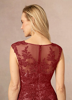 Azazie Flynn Mother of the Bride Dresses Rust A-Line Boatneck Lace Tulle Dress image5