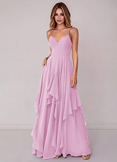 Azazie Zaina Bridesmaid Dresses Candy Pink A-Line Chiffon Dress image3