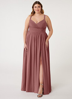 Azazie Chanel Bridesmaid Dresses Desert Rose A-Line Pleated Chiffon Dress image8