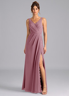 Azazie Bernice Final Sale Vintage Mauve A-Line Pleated Chiffon Dress image4