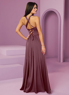 Barbie ♥ Azazie Brautjungfernkleider A-Linie mit Taschen Stretch-Satin Kleid Sangria image2