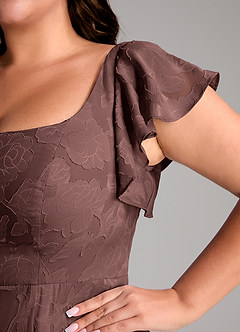 Azazie Bondi Vestidos de damas de honor Vestido de Expresado de Devorado Floral de Corte en A con Corte Lateral image11