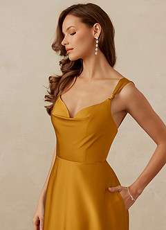 Christian Siriano Bridal for Azazie 1001 Bridesmaid Dresses Butterscotch A-Line Sweetheart Neckline Stretch Satin Dress image8