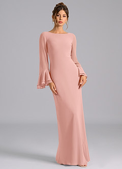 Azazie Leone Bridesmaid Dresses Rosette Mermaid Corset Chiffon Dress image4