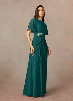 Azazie Rain Mother of the Bride Dresses Peacock Sheath Beaded Chiffon Dress image2