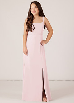 Azazie Renee Junior A-Linie Seitliche Cut-Outs Chiffon Kleid Zartrosa image1