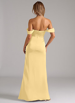 Azazie Johana Robes de demoiselle d'honneur Robe Sirène Convertible en Satin extensible Épaule décolletée Beurre image4