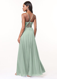 Azazie Marsol Bridesmaid Dresses Agave A-Line Corset Mesh Dress image2
