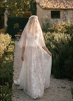 front Garden Flower Crown Waist Length Veil