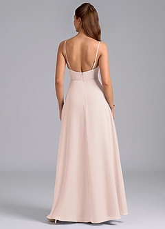 Azazie Sarella Bridesmaid Dresses Rose Petal A-Line with Pockets Chiffon Dress image2